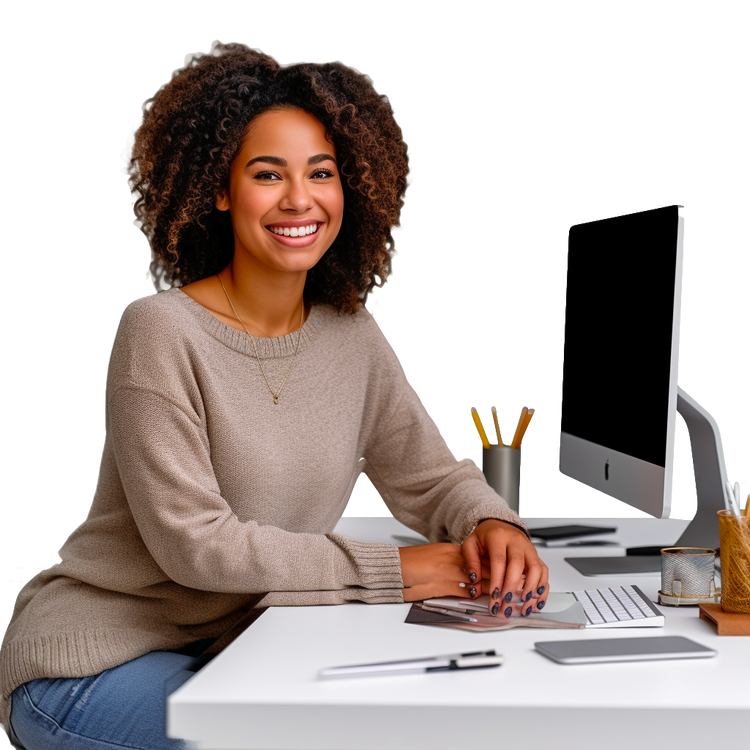 agency owner at computer